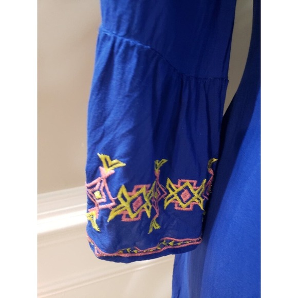 Umgee Women Blue Solid Polyester Scoop-Neck Long Sleeve Knee Length Dress Size S - Picture 5 of 12